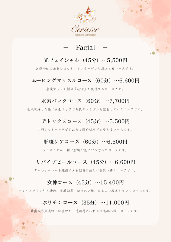 エステメニュー