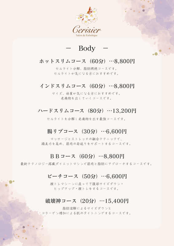 エステメニュー